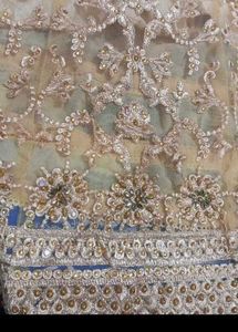 unstitched Elegant Golden Anarkali Suit