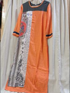 Contemporary Orange &amp; Black Designer Kurti