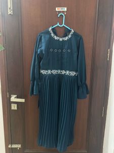 Elegant Navy Blue Embroidered Gown