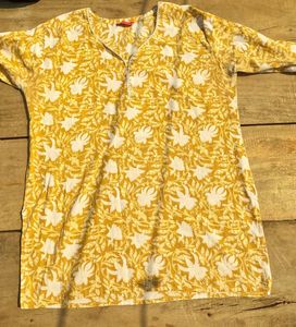 Yellow Floral Print Kurta
