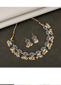 Blue Lotus Necklace and Earring Set