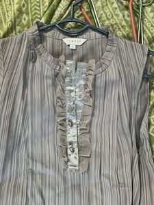 Elegant Pleated Grey Midi Dress