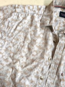 Men’s Beige Printed Half Sleeve Casual Shirt
