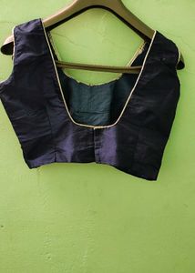 Classic Navy Blue Solid Silk Blouse – Perfect for