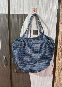 Blue Woven Shoulder Bag