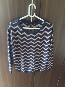 Navy & Gold Chevron Knit Sweater