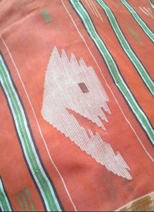 NEW thread work Orange golden saree with fall