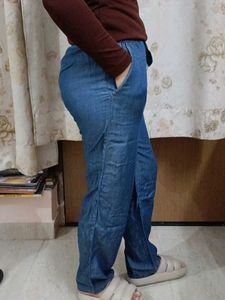 Blue Denim Casual Pants