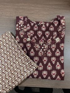 Embroidered Maroon Kurta