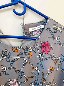 Grey Floral Print Maxi Dress