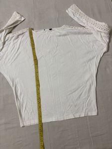 White Lace Sleeve Top