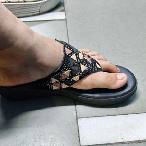 Embellished Black Flip-Flops