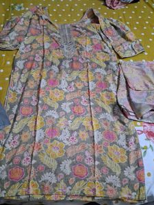 Floral Print Kurta with Dupatta