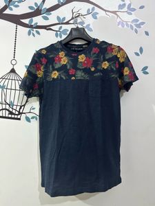 Men's Navy Floral Print T-Shirt (EUROPE )