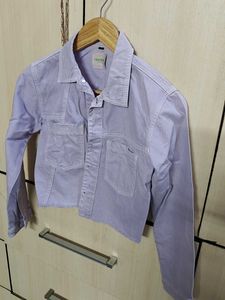 SPYKAR Lavendar Cropped Denim Jacket