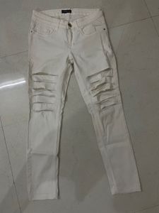 Distressed White Skinny Jeans For Kids (Unisex)