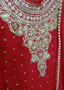 Red heavy Handwork Sharara Set Full Zircon Work
