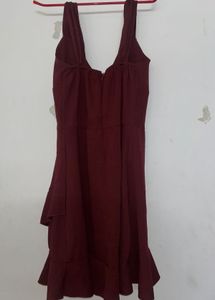 Maroon Ruffle Mini Dress