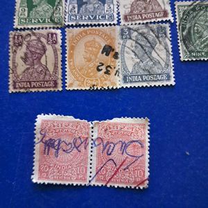 7 Vintage British India Postage Stamps Collection