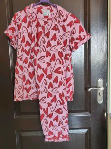 Cute Heart Print Pajama Set