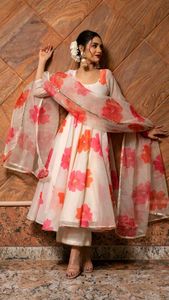 party wear Gown with duptta Pant sett bl