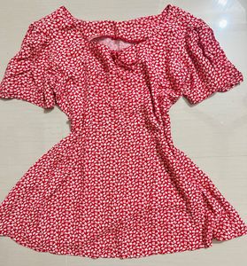 Cute Red & White Print Mini Top