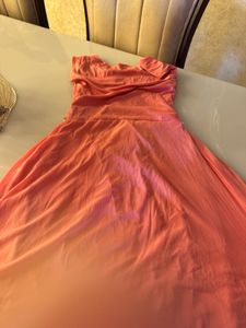 Coral Beaded Strapless Maxi Dress