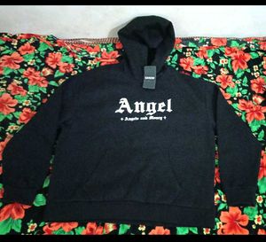 Shein Black Hoodie Angel Graphic