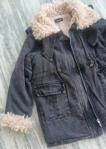 Denim Jacket with Fur Collar, furjacket,furcoat