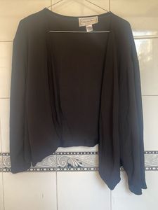 Elegant Black Open Front Cardigan