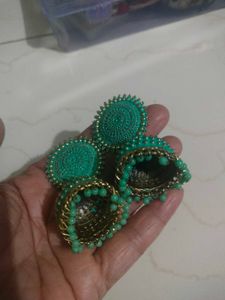 Green Jhumka And Oxidised Jumka Combo