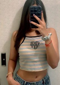 Striped Ribbed Cami Crop Top