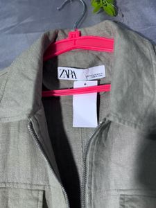 Zara Olive Green Cropped Jacket