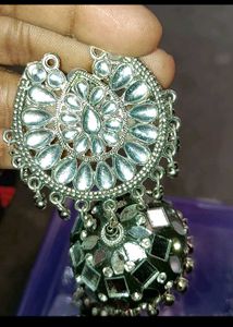 Mirror Work Jhumka Earrings &amp;Stude 1get+1free