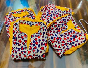 Yellow Anarkali Long Kurta with Printed Yoke