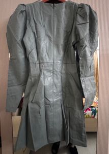 ZARA Viral Sage Green Faux Leather Mini dress