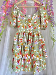 Floral Tiered Puff Sleeve Dress