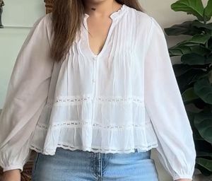 Boho White Peasant Blouse