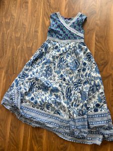 Blue Floral Print Ethnic Kurta