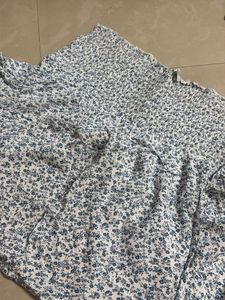 Blue Floral Smocked Crop Top