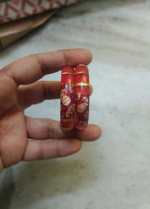 Red Bangles with Golden Print
