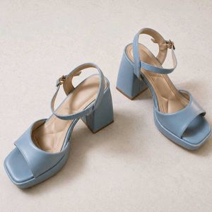 Chic Blue Platform Block Heels