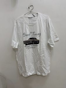 Shein White "Grand Touring" Graphic T-Shirt