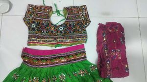 garba dress Green  Lehenga with Dupatta