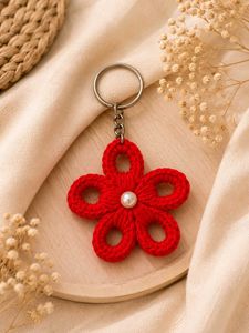 Handmade Crochet Flower Keychain