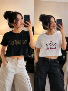 black and white crop top combo offer 😍