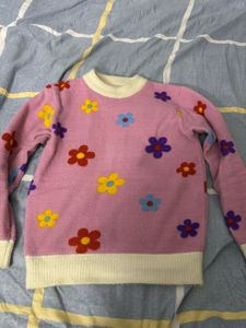 Floral Pink Pullover Sweater Free Delivery
