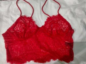 Red lace bralette