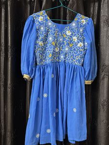 Embroidered Blue Boho Maxi Dress