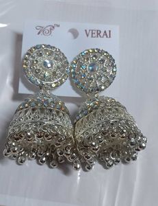 Stunning Jhumka Earrings with Rhinestones